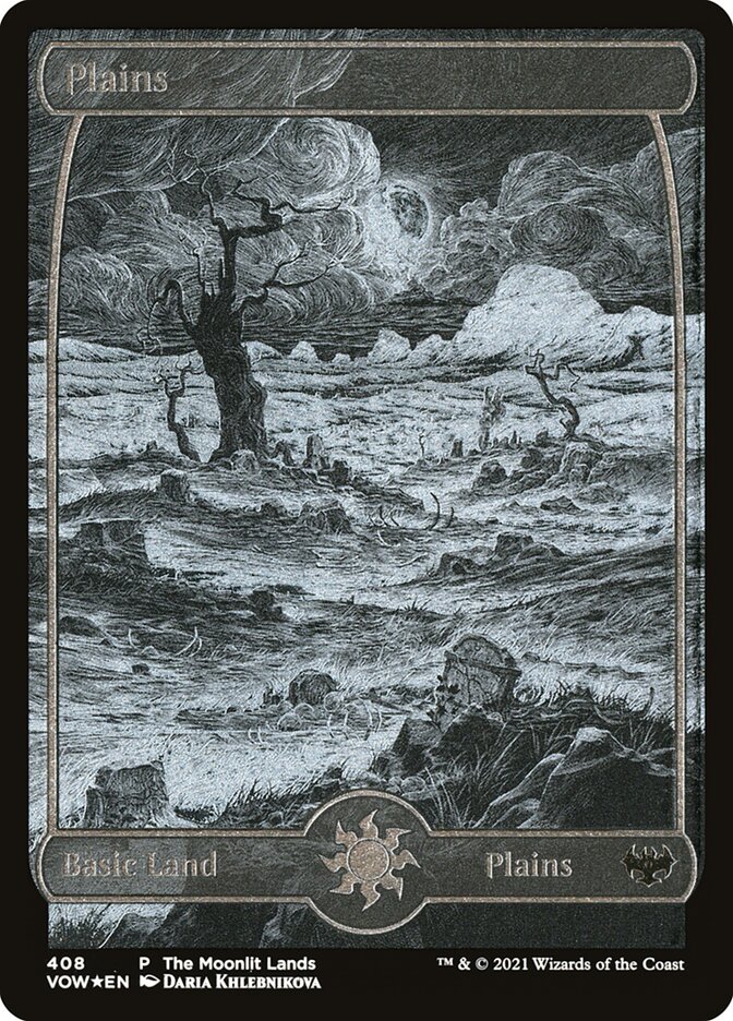 Plains (408) - Silver Foil Etched - The Moonlit Lands