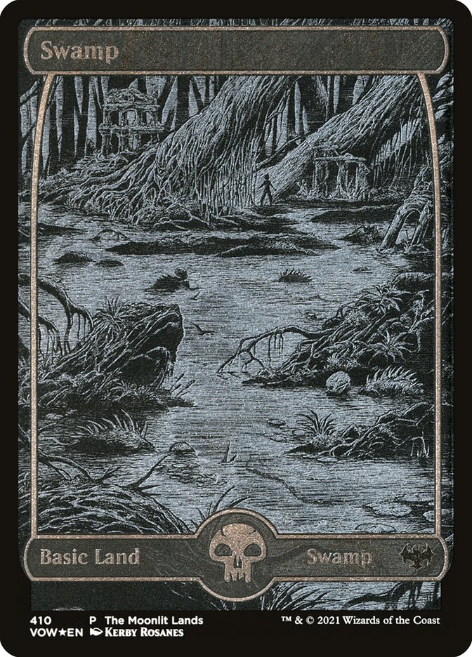 Swamp (410) - Silver Foil Etched - The Moonlit Lands