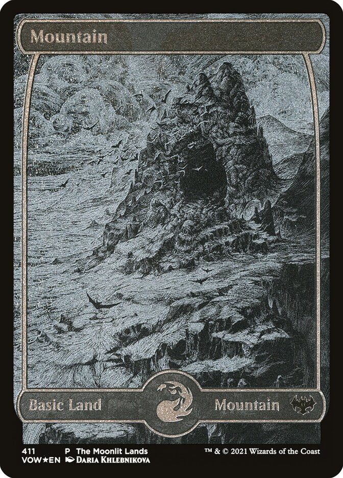 Mountain (411) - Silver Foil Etched - The Moonlit Lands