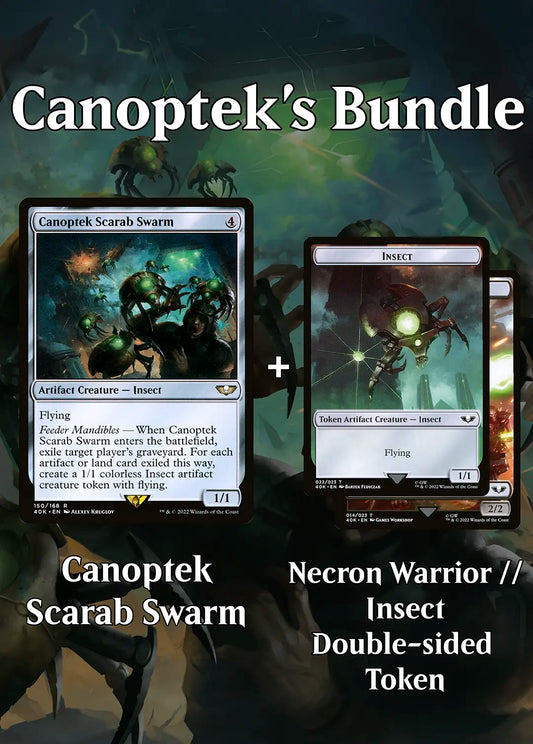 MTG Canoptek Scarab Swarm's Bundle + Necron Warrior // Insect Double-Sided Token